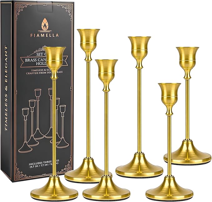 Candlestick Holders Set of 6 Solid Metal